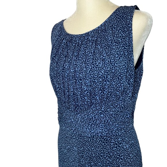 Like New TALBOTS Ditsy Floral Blue Pure Silk Sleeveless Maxi Dress Size 8 - Picture 12 of 15
